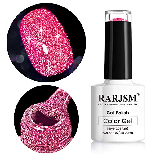 RARJSM Silver Glitter Gel Nail Polish Sparkle Nail Gel Varnish Requires Drying Under UV LED Lamp for Women Spring Summer Nail UV Beauty Art Desig