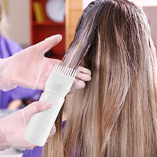 Hair Dye Brush Bottle (2 Pcs) Root Comb Applicator Bottle Hair Colouring Dye Applicator Scalp Treatment Bottle Plastic Squeeze Bottles for Hair C