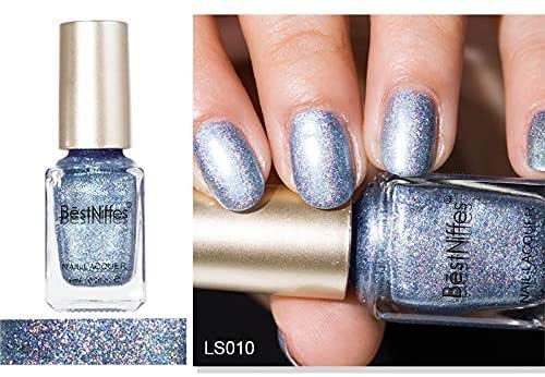 6Pcs Laser Nail Polish, Pretty Shiny Mirror Glitter Holographic Long Lasting Nail Polish (6ml*6) (6 Pcs)