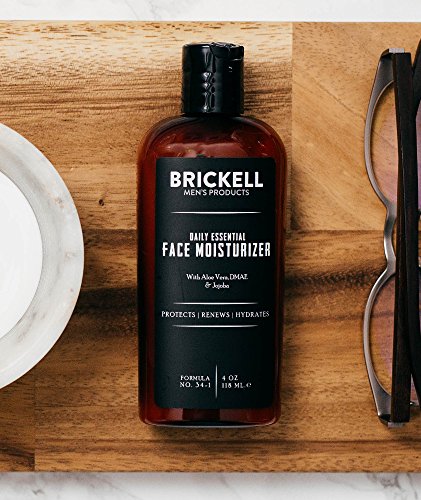 Brickell Men's Daily Essential Face Moisturizer for Men, Natural and Organic Fast-Absorbing Face Lotion with Hyaluronic Acid, Green Tea, and Jojo