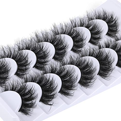 Fluffy Lashes Faux Mink False Eyelashes Dramatic 18mm Lashes Pack 7 Pairs Wispy Volume Cat Eye Lashes Pack by Eefofnn