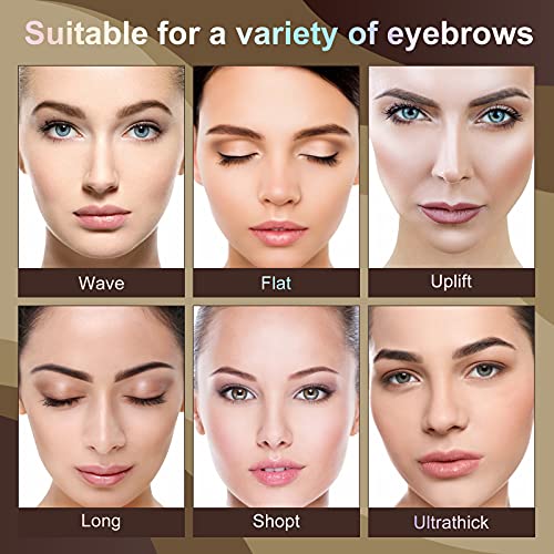 Eyebrow Stamp Stencil Kit - Professional Adjustable Waterproof Long Lasting Buildable Eyebrow Powder Stamp Makeup Tools with 10 Styles Reusable E