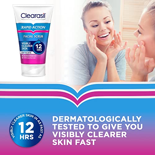 Clearasil Rapid Action Exfoliating Scrub, For Acne Prone Skin, Unclog Pores, Reduces Blackheads, Pimples & Excess Oil, Everyday Spots Prevention,