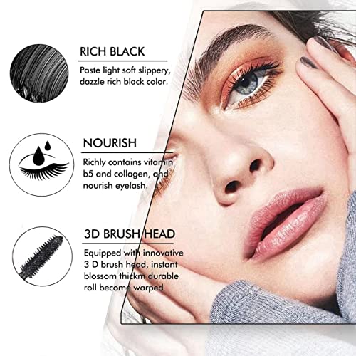 Mascara Black,4D Silk Fiber Eyelash Mascara,Mascara Black Volume and Length Waterproof,False Lash Effect Mascara, Extra Long Lash Mascara,Lengthe