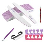 21 Pcs Professional Nail Files Set,16 Pcs Double Sided 100/180 & 240/320 Grits Long Lasting Polisher Washable Emery Boards for Acrylic & Natural