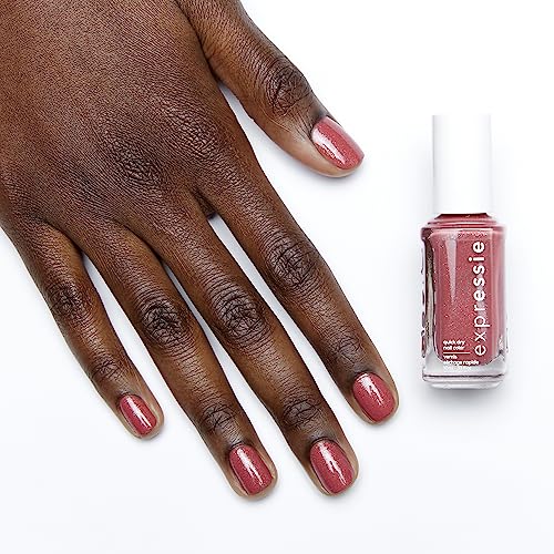 essie Expressie Nail Polish Quick Dry Formula, No Base Coat and Top Coat Needed, Vegan, Angled Brush, Pink Shimmer Nail Varnish 30 Trend and Snap
