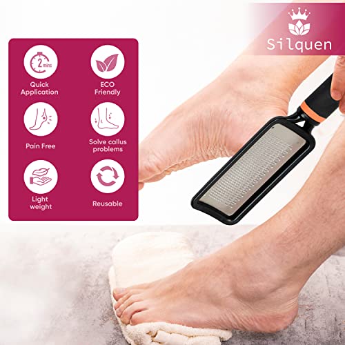 Silquen Professional Pedicure Foot Files for Hard Skin - Premium 3 in 1 Pedicure Foot File, Scrubber and Foot Scraper for Soft & Smooth Heels