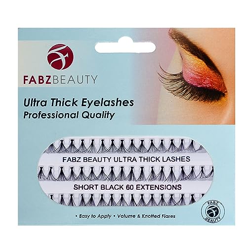 Ultra Thick Knotted Individual Cluster Eyelashes False Lashes Fabz Beauty (Pack of 3 - Long 12mm)