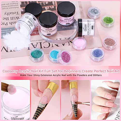 cooserry Acrylic Nail Kit with Drill & U V Lamp - 2 in 1 Nail Kits Full Sets Professional Acrylic Powder with Everything for Beginners - 24 Color