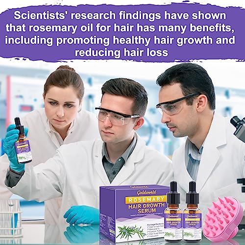 Rosemary Oil for Hair Growth,2 Packs Diluted Rosemary Oil w/Scalp Massager&Ebook,Hair Growth Oil Serum with Castor Oil Biotin Argan Oil for Dry D