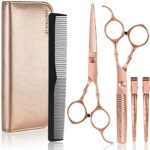 Hairdressing Scissors Set for Women - Hairdresser Barber Hair Cutting Scissors Kit for Trimming, Thinning with Comb, Clips and Case by Lily Engla
