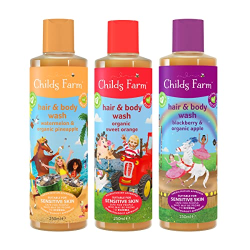 Childs Farm, Kids Hair Coco-Nourish Regime Bundle, Shampoo 250ml, Conditioner 250ml and Leave-in Conditioner 125ml, Dry, Curly and Coily Hair