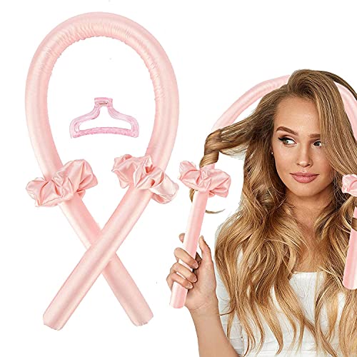 Heatless Curling Rod Headband,No Heat Wave Hair Curlers Styling Tools for Long Medium Hair Make Soft And Shiny (Pink)
