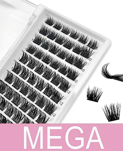 Cluster Lashes 120Pcs 10-16mm Individual Lashes D Curl Professional Lash Extension Kit, DIY False Eyelashes Fluffy Reusable Soft (10-16mm, 120 Cl