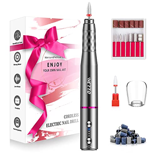 Professional Electric Nail Drill, Cordless Nail Drill Machine with Ceramic Nail Bit for Acrylic, Gel Nails, Manicure Pedicure Polishing Shape Too