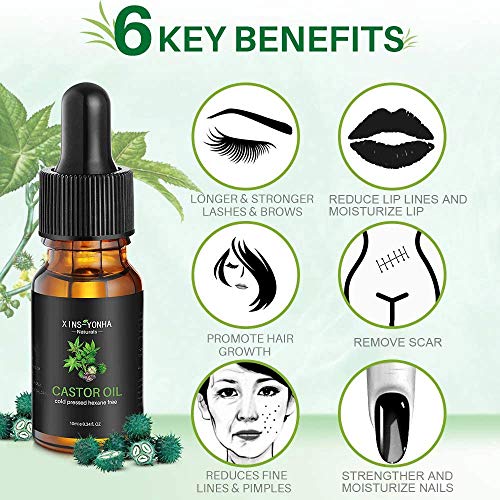 Castor Oil Hair Growth, Organic Castor Oil for Eyebrows Eyebrows Lash Nail, Hair Growth Serum Eyelash Growth Serum Pure Cold Pressed Lash Growth