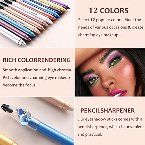 Eyeshadow Pen, Crayon Waterproof Eyeshadow Stick, Shimmer Cream Eye Shadow Pencil, Lasting Waterproof And Not Blooming Pearlescent Eyeliner Penci
