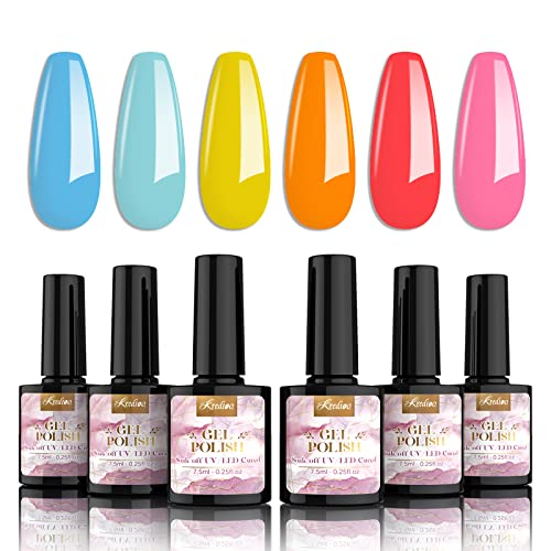Kredioo Jelly Gel Nail Polish Set, 12Pcs 5ML Jelly Gel Polish Sheer Milky White Pink Nude Blue Purple Yellow Glitter Translucent Gel Polish UV Na