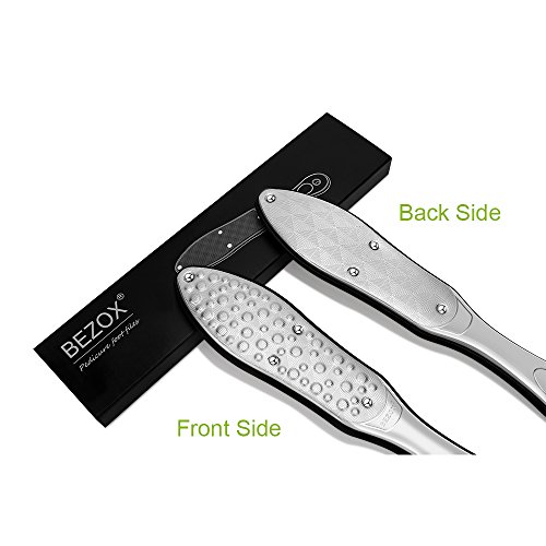 BEZOX Professional Foot File, Double Side Pedicure File, Dead Hard Cracked Skin Calluses Remover, Portable Foot Care Tool, Heavy Duty Stainless S
