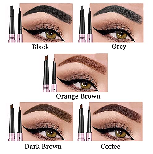 Mihqy 2 PCS Eyebrow Pencil Waterproof with Brow Brush, Dual Ended Eyebrow Pen, Automatic Makeup Cosmetic Tool(Dark Brown)