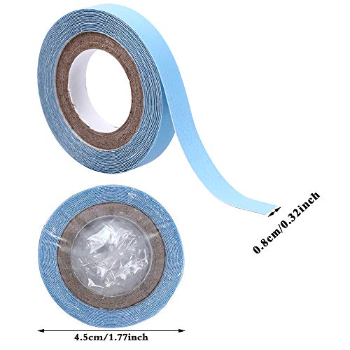 2PCS Lace Front Wig Support Tape, Hair Extension salon Blue Tape Double Sided Adhesive Roll Sticky Tape(0.8cm*3yard)