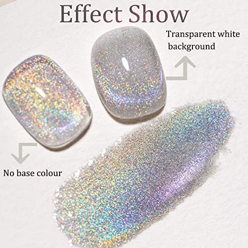 Holographic Nail Polish, Glitter Nail Polish With Mermaid Effect Silver Nail Polish, Long Lasting Nail Polish Polarising Glitter,Nail Polish Art