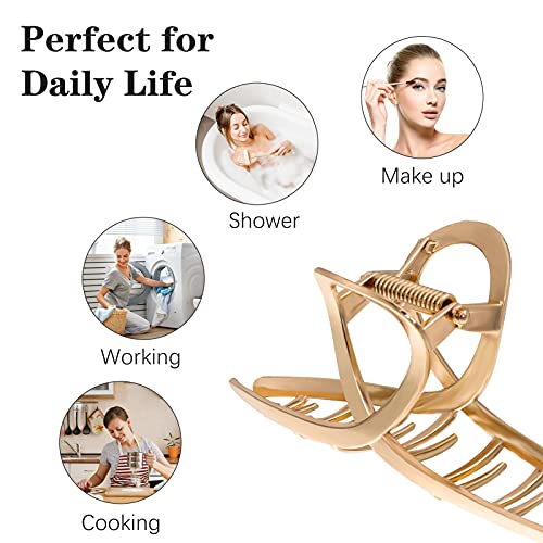 Heyu-Lotus 3 Color Hair Claw Clips Large Metal Strong Hold Hair Clips 4.3 Inch Nonslip Claw Clips Clamp, Headdresses Hair Styling Accessories for