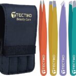 TECTIKO Eyebrow Tweezers Set Stainless Steel Best Precision Tweezer for Eyebrows Plucking, Facial Hair and Blackhead Ingrown Hair Remover, Daily