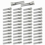 50pcs Hairdressing Double Prong Curl Clips, Beayuer 1.8inch Curl Setting Section Hair Clips Metal Alligator Clips Hairpins for Hair Bow Great Pin