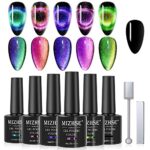 MIZHSE Cat Eye Gel Nail Polish Set Chameleon Magnetic Gel 9D Cat Eye Nail Kit 10ml Soak Off Gel Polish UV LED with 2 Magnet Stick Glitter Nail Se