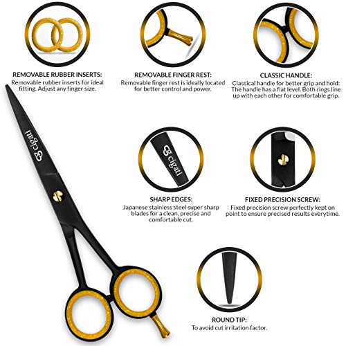 Cigati Hairdressing Scissors | 6.5 Inch Hair Scissors Thinning Scissors Set | Stainless Steel Razor Edge Blades | Barber Hair Cutting Professiona