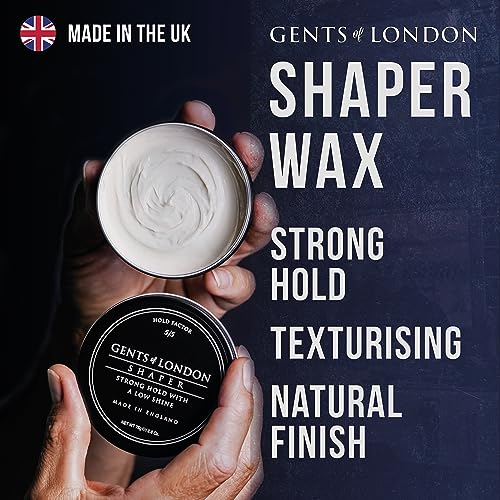 Shaper, Gents of London Men’s Hairstyling Shaper, Strong Hold, Low Shine, Texture Enhancing 75g Men’s Hair Wax, Authentic Hair Clay, Paste, Putty
