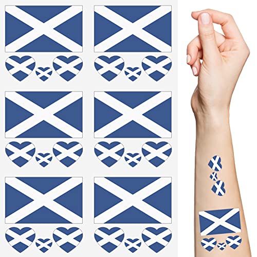 Scotland Flag Temporary Tattoos,10 Sheets National Flag Face Tattoo Stickers for World Cup European Cup International Competitions