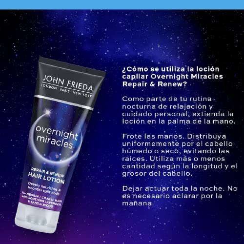John Frieda Overnight Miracles Repair & Renew Leave-In Lotion Hair Mask 100 ml, Moisturising Hair Treatment for Dry Hair