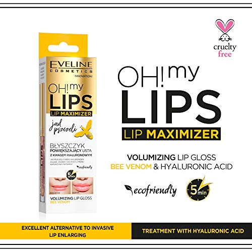 Eveline Cosmetics Oh! My Lips Volumizing Lip Gloss Maximizer with Bee Venom and Hyaluronic Acid | 4,5 ml | Lip Enhancer for Fuller Softer Lips |