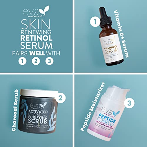 Retinol Serum 2.5% by Eva Naturals (60 ml, Double-Sized Bottle) - Best Anti-Aging Serum, Minimizes Wrinkles, Helps Prevent Sun Damage, and Fades