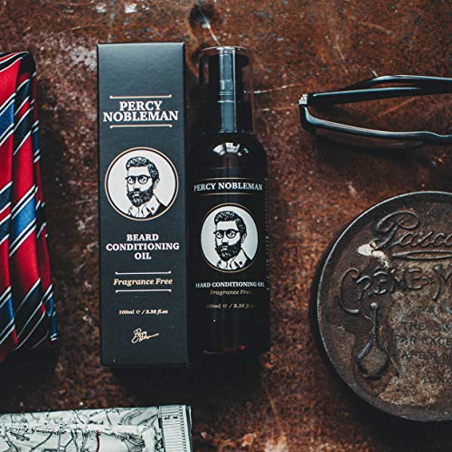 Beard Oil by Percy Nobleman - 99% Naturally Derived Newly Available Signature Scented Blend. Beard Conditioning Oil With a Special Mixture of Qua