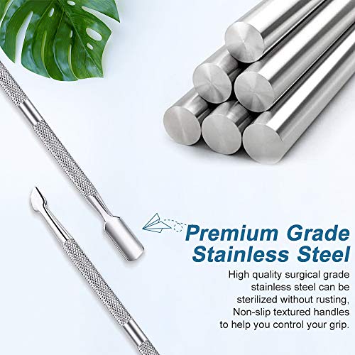Dual Head Nail Cuticle Pusher, XCOZU Professional Stainless Steel Cuticle Pusher Metal Nail Cleaner Tool, Nail Scraper for Gel Nails Polish Remov