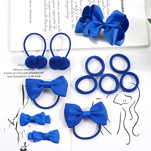 MUFEKUM School Girls Blue Hair Accessories, Blue Bow Hair Clips Blue Bow Headband Blue Hair Bands Hair Accesories for Girls Christmas Birthday Gi