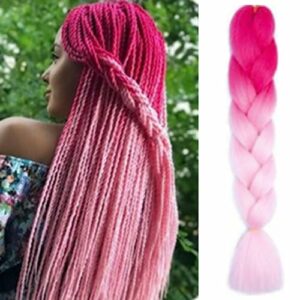 Woven hair extensions, fashionable synthetic fiber woven big braid is suitable for women and girls to weave DIY wigs role-playing (peach red & li