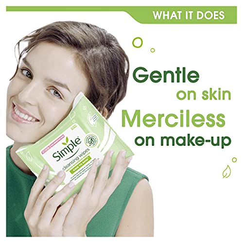 Simple Kind to Skin - Facial Wipes for sensitive skin with Glycerin, Vitamin E,and Vitamin B5 -25 Count (Pack of 6)