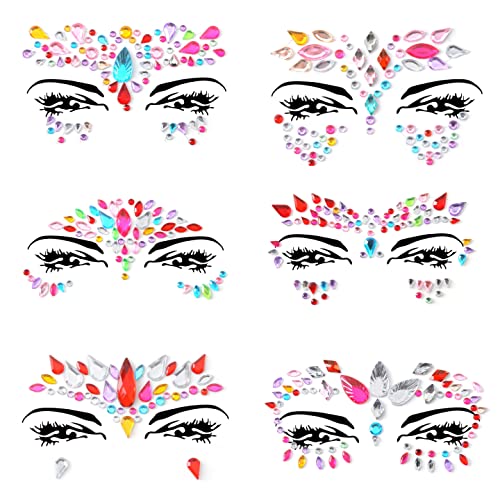 Face Gems Adhesive Glitter Jewel Tattoo Sticker Festival Gems Rave Party Body Make Up (Shine)