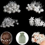 ZOCONE 51 PCS Wedding Hairpins Hair Clips, Crystal Pearl Bridal Hairpins Rhinestone Wedding Flower Hair Pins Silver Bride Hairpin Wedding Hair Ac
