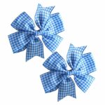 2 x 'Flat Fan' Bow Hair Clips | Hair Slides | School Hair | School Gingham Colours