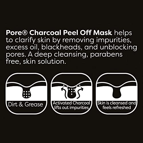 PORE Black Head Remover for Face - Peel Off Face Masks with Activated Bamboo Charcoal to Removing Blackheads & Impurities for Radiant Face - Blac