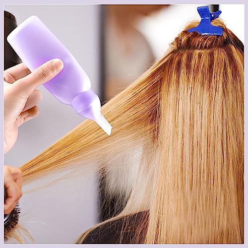 Hair Dye Brush Bottle (2 Pcs) Root Comb Applicator Bottle Hair Colouring Dye Applicator Scalp Treatment Bottle Plastic Squeeze Bottles for Hair C