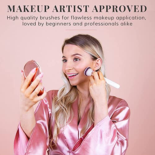 Kabuki Brush for Makeup - Flat Top Foundation Brush for Blending Liquid, Cream and Powder - Professional, Cruelty Free in Rose Gold by Lily Engla
