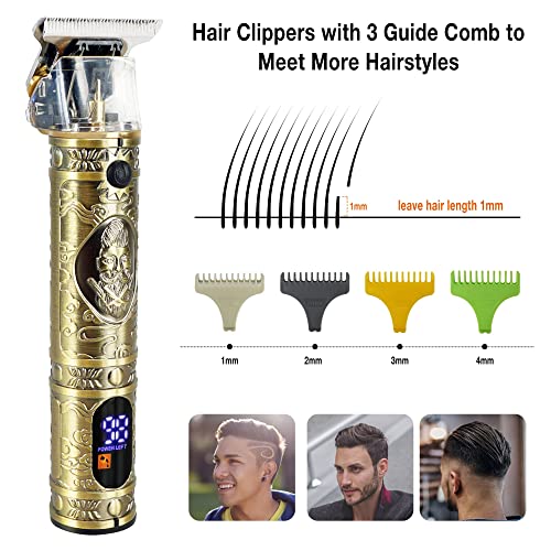 Beard Trimmer Professional Hair Clippers Men, Electric Cordless Hair Trimmer with LCD Screen & Sharp Blades, Rechargeable Clippers for Men Haircu