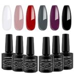 LagunaMoon™ Gel Nail Polish Set - 6 Colours Red Purple Grey Black White Pink Pigmented High-Shine Kit Gel Polish for Salon Quality DIY Nails - UV