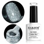 RARJSM Silver Glitter Gel Nail Polish Sparkle Nail Gel Varnish Requires Drying Under UV LED Lamp for Women Spring Summer Nail UV Beauty Art Desig